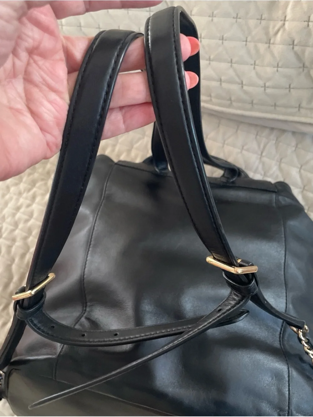 Tory Burch Black Quilted Leather Backpack
